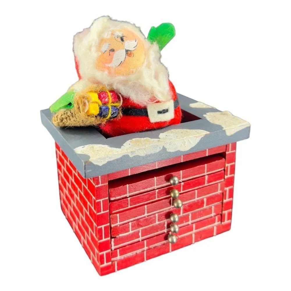 Vintage Enesco 1978 Santa Claus On Chimney Coaster Set 6 Vintage Christmas‎
